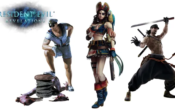 Picture girl, weapons, bird, sword, tattoo, glasses, shotgun, pirate