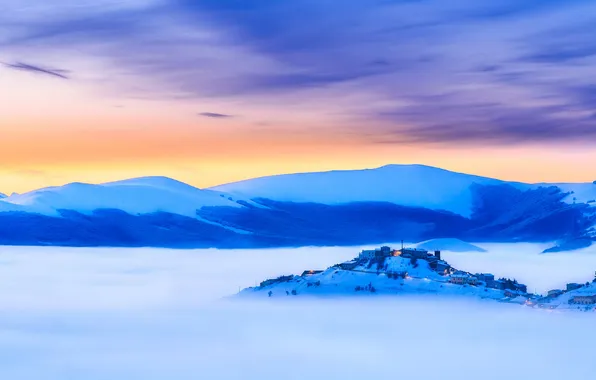 The sky, landscape, sunset