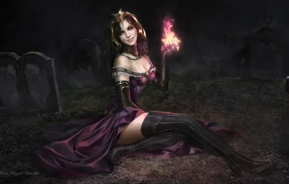 Erotic, dress, art, sitting, Necromancer, Magic the Gathering, Liliana Vess