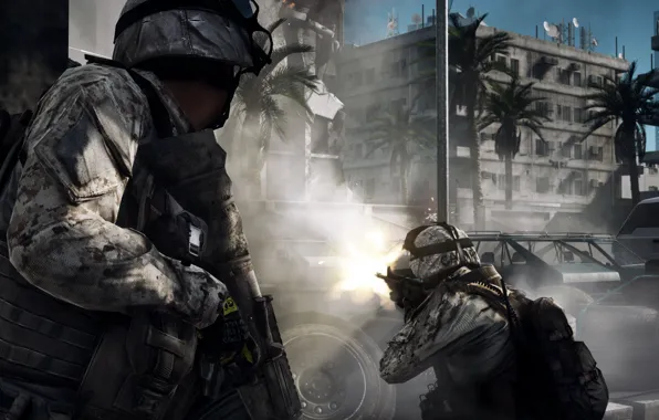 The city, soldiers, battlefield, BF3