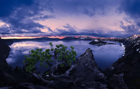 United States, Oregon, Panorama, Diamond Lake, Crater