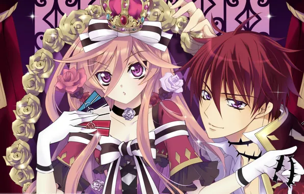 Roses, crown, spikes, bow, anise yumamoto, kiss of rose princess, yakoh hasuzaki, chalker