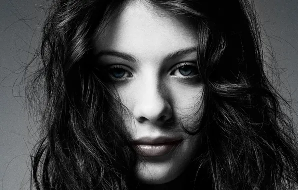 Eyes, girl, face, b/W, actress, brunette, black and white, Michelle Trachtenberg