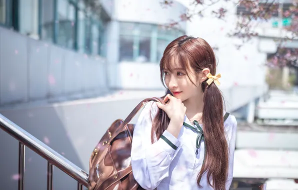 Beautiful, Asian, Model, Smile, Woman, Pretty, Outdoor, Uniform