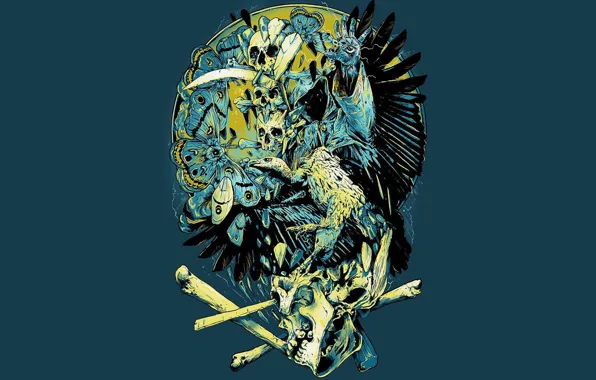 Butterfly, eyes, bird, people, skull