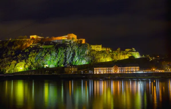 Picture night, the city, river, photo, home, Germany, Koblenz