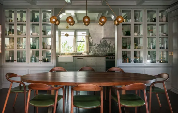 Interior, kitchen, Oregon, dining room, House in Portland