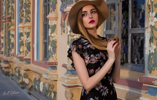 Pose, model, hair, hat, hands, makeup, Cyril Zakirov, Sania Solar