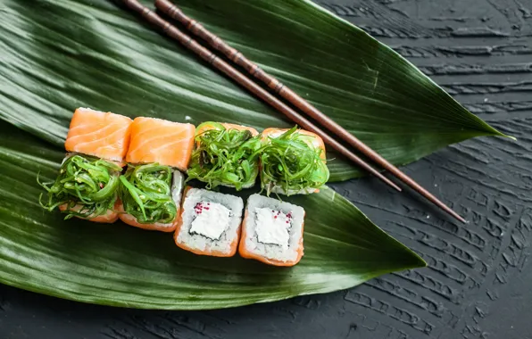 Sticks, figure, delicious, rolls, salmon