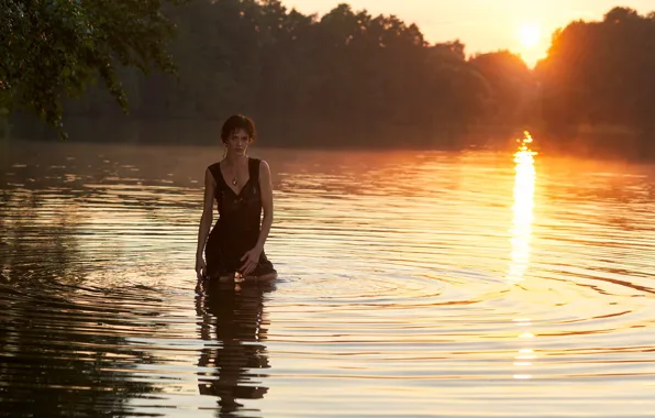 Picture pose, look, nature, Jorgen Petersen, Anita, water, girl, river