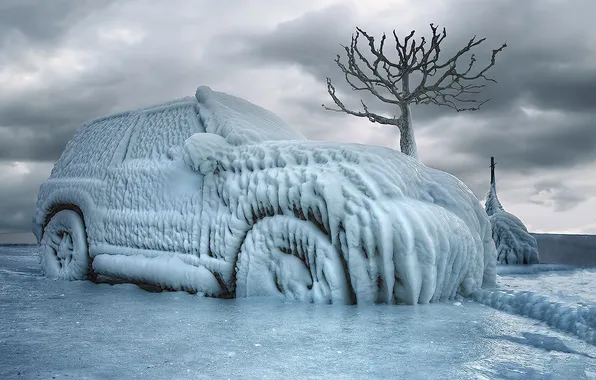 Ice, winter, car, icing