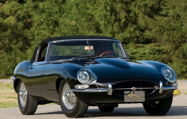 Car, jaguar, retro, e-type, 1961