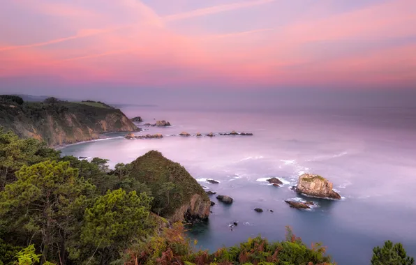 Picture sea, coast, Spain, Asturias, Beach of Silence, Castaneras, Novellana
