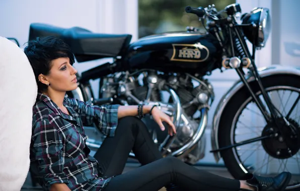 Girl, pose, motorcycle, Sergei Goncharov, Shakti Devi