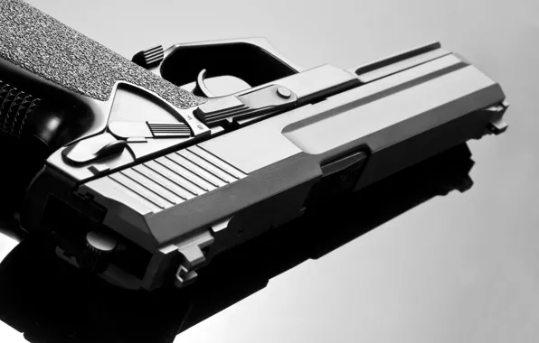 Picture metal, pistol, white, automatic, black, and, defender, death