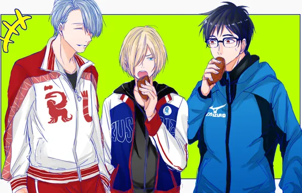 Anime, art, guys, Yuri on Ice, Yuri on the ice, Viktor Nikiforov, Yuri Katsuki, Yuri …