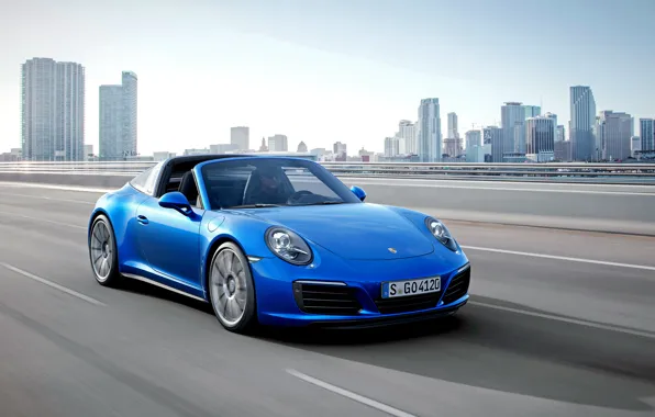 The city, track, 911, Porsche, highway, Porsche, 2015, Targa