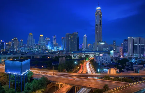 Night, the city, building, Thailand, Bangkok, skyscraper