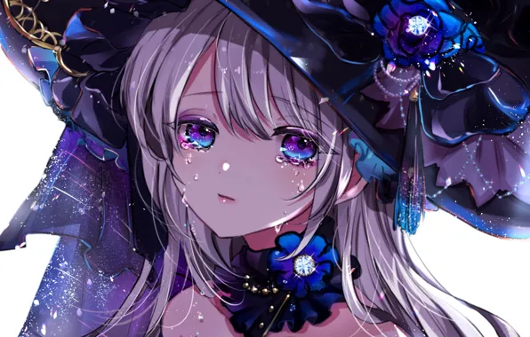 Sadness, look, girl, face, hat, tears, Tear red◕