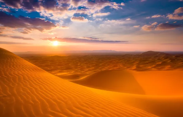 Sand, the sun, sunset, desert, barkhan, Sugar, Morocco