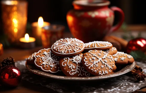 Cookies, Christmas, New year, figures, cookies, molds, cooking, AI art
