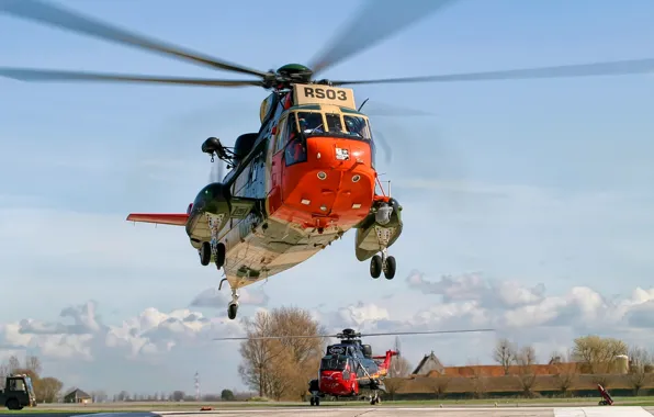 The sky, helicopter, the airfield, blades, Sikorsky, S-61-SH-3, Sea King