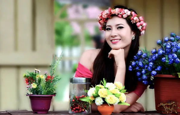 Girl, background, Asian