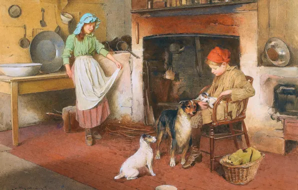 Picture Girl, Picture, Puppy, Dogs, Guy, Carlton Alfred Smith, Carlton Alfred Smith, A new addition
