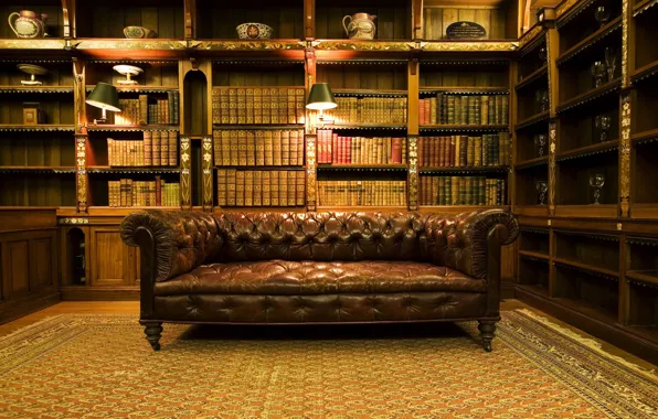 Room, books, Sofa, library