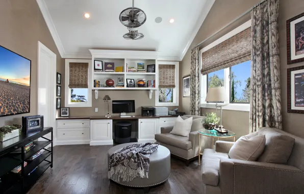 Design, furniture, interior, chair, window, wardrobe, curtains, mansion