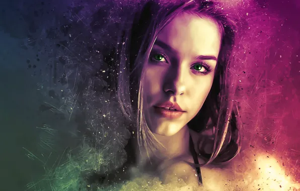 Look, photoshop, portrait, green eyes, green eyes, photoshop, look, portrait