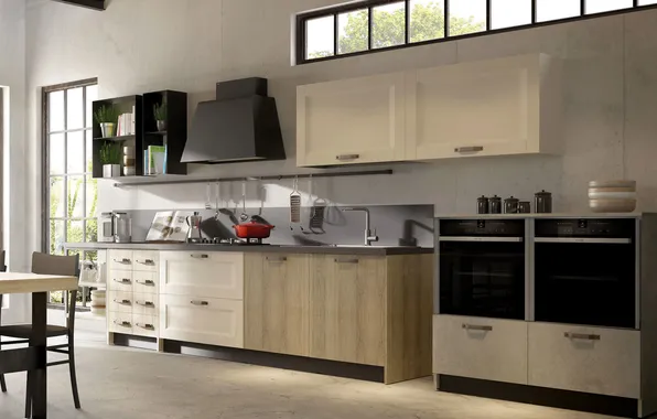 Style, Villa, interior, Italy, kitchen, dining room, dining area, Italian design