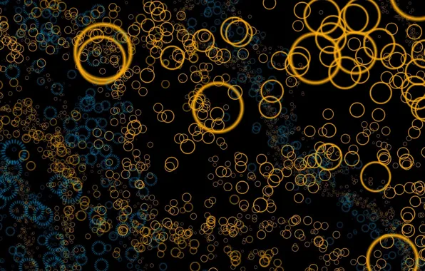 Picture circles, blue, yellow, abstraction, Wallpaper, texture, black background