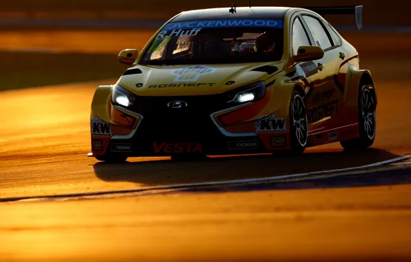 Sunset, Lights, Lada, WTCC, Vesta, Rob Haff