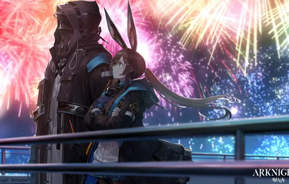 Girl, fireworks, Doctor, Arknights, Amiya