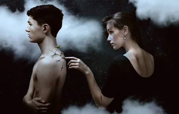 Girl, guy, installation