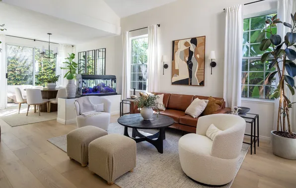Design, Villa, aquarium, interior, plants, South Africa, living room, dining room