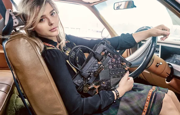 Model, makeup, dress, actress, hairstyle, blonde, bag, car