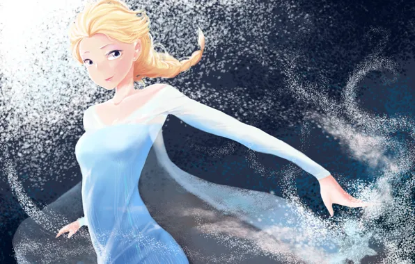 Picture girl, snow, art, Frozen, Elsa, Elsa, Cold heart