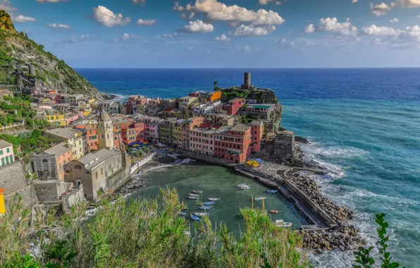 Sea, home, Italy, Vernazza