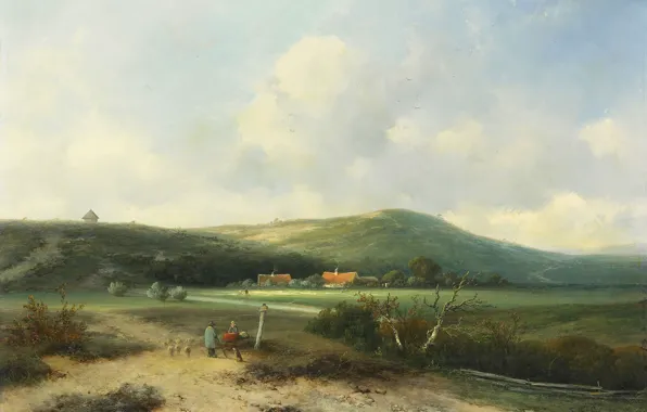 Picture landscape, picture, dunes, Johannes Franciscus Hoppenbrouwers