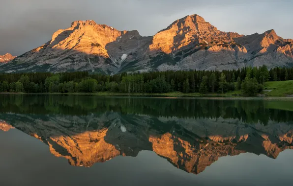 Forest, summer, the sky, clouds, light, trees, landscape, mountains