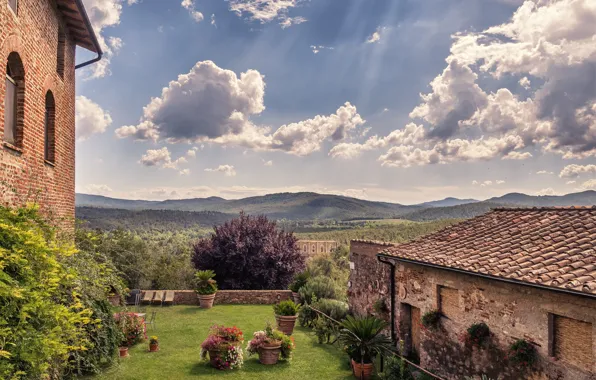 Nature, Clouds, Panorama, Garden, Italy, Nature, Clouds, Italy