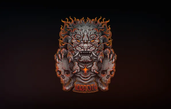 Minimalism, Dragon, Skull, Skull, Style, Dragon, Art, Art