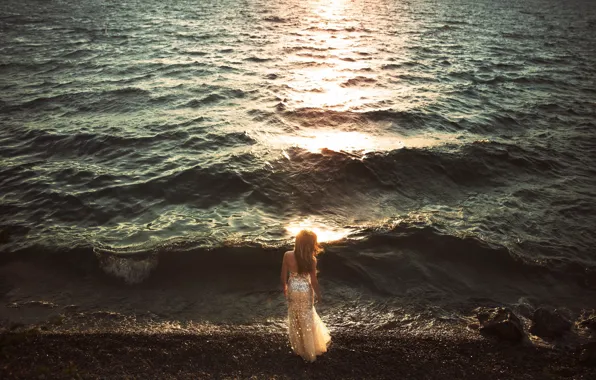 Wave, girl, dress, Lichon