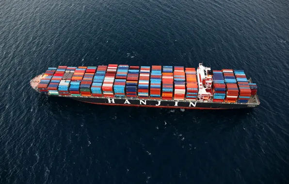 The ocean, Sea, Top, The ship, A container ship, Container, Shipping, Hanjin