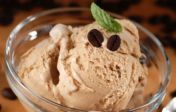 Picture coffee, grain, ice cream, mint, dessert, sweet, coffee