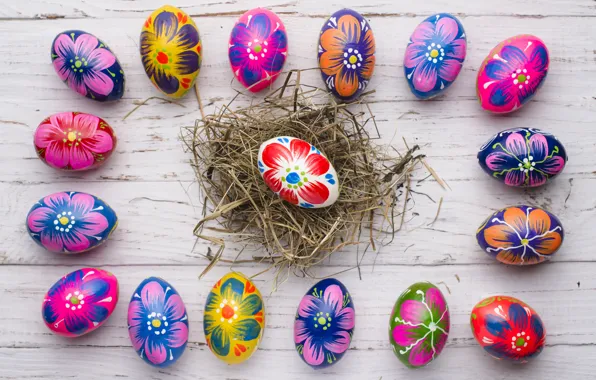 Spring, colorful, Easter, wood, spring, Easter, eggs, decoration
