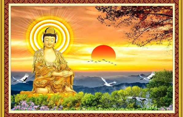 The sun, Paradise, picture, art, ART, fantasy, fantasy, Buddha