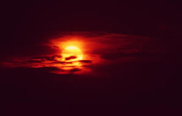 Picture clouds, darkness, sunrise, orange sky